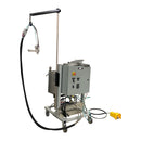 AST GMP 075-I system, highlighting the dispensing hose, precision applicator, and fluid control components with a yellow foot pedal