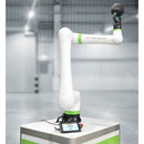 FANUC CRX-25iA cobot lifting 30kg kettlebell with teach pendant interface in test environment
