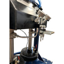 Side view of HG 300 system showing dual pump cylinders and fluid line connections for 5-gallon x 5-gallon operation.