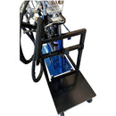 Close-up of the pump and metering assembly on the HG 341 5-gal x 1-gal dispensing system with visible gauge and valve controls.