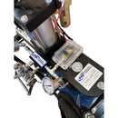 Top-down view of the HG 341 5-gal x 1-gal system showing detailed layout of regulators, wiring, and fluid lines on the system frame.