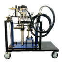 HG 341 portable two-part adhesive dispenser with 5-gallon and 1-gallon container setup on wheeled cart