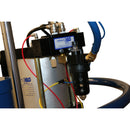 Detailed view of pneumatic control panel on the HG 350H 55-gallon dispensing system featuring dual gauges and valve controls.