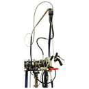 HG 437 dispensing boom with spray gun attachment and flexible hose routing for ergonomic material application.