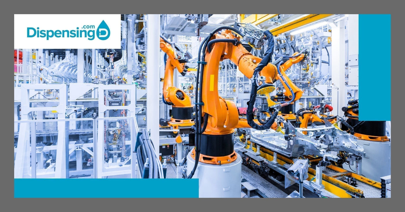 Illustration comparing cobot vs industrial robot design differences