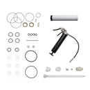 AST GMP-050 Spray Spare Parts Kit with pump repair kit, valve repair kit, static mixers, grease gun, and 14 oz tube of grease on white background.