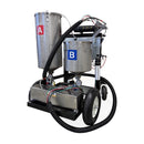 AST GMP 075-I industrial meter mix dispensing system with dual stainless steel tanks labeled A and B, front angled view