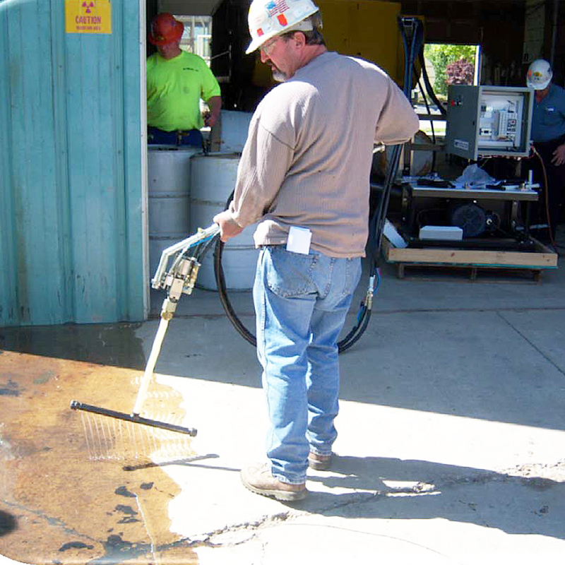 Parking lot overlay dispensing system action shot