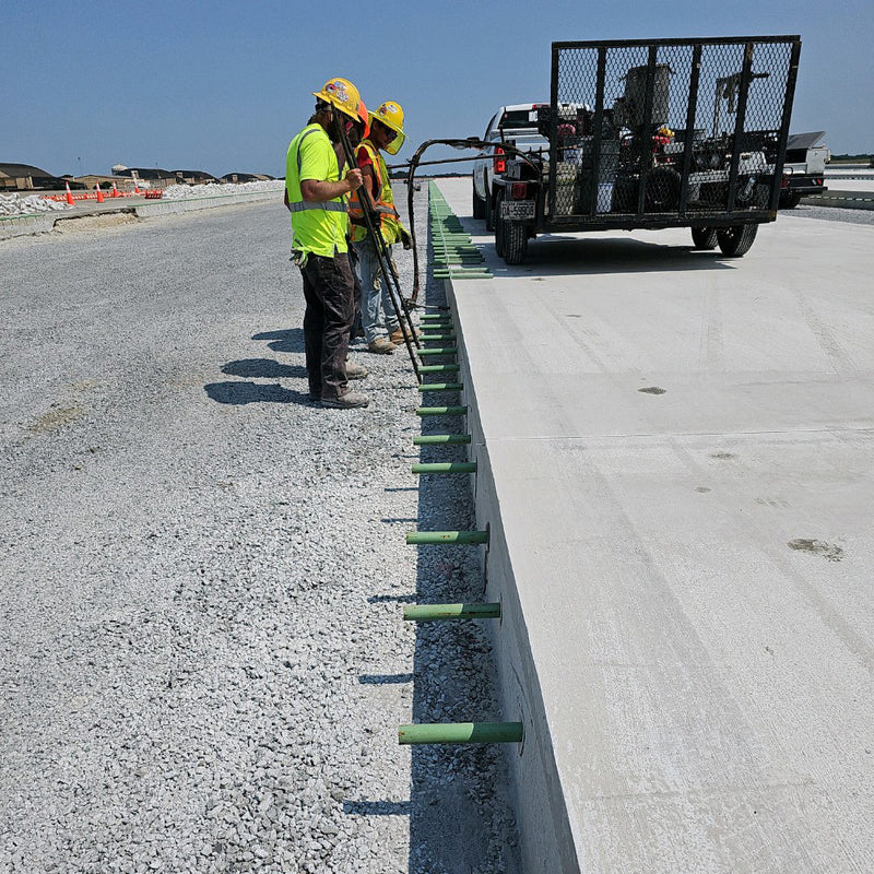 Dowel and road construction epoxy dispensing system