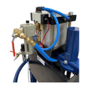 Top control panel of HG 300 bridge joint sealant dispensing equipment with gauges, valves, and stainless steel fluid lines