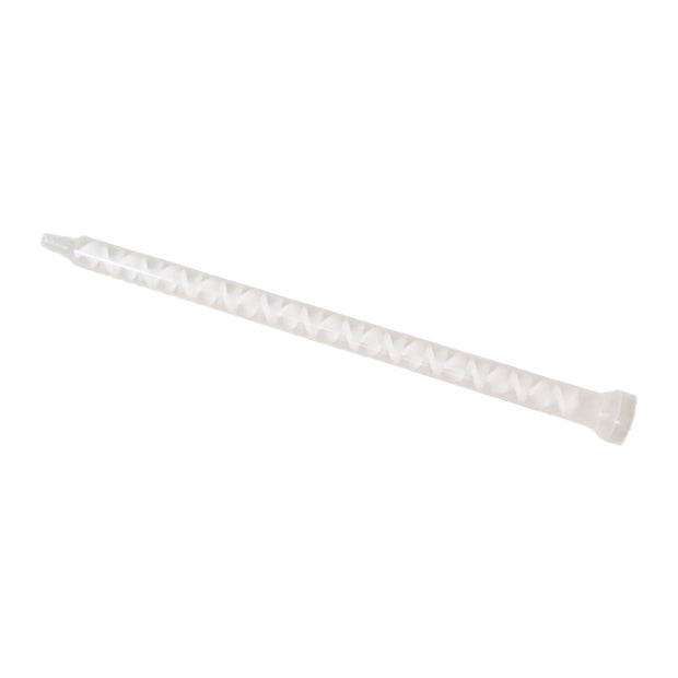 Infinity Bond 160-824 static mixer with 24 elements, featuring a bell inlet and stepped tip for 1:1 and 2:1 two-part adhesive applications.