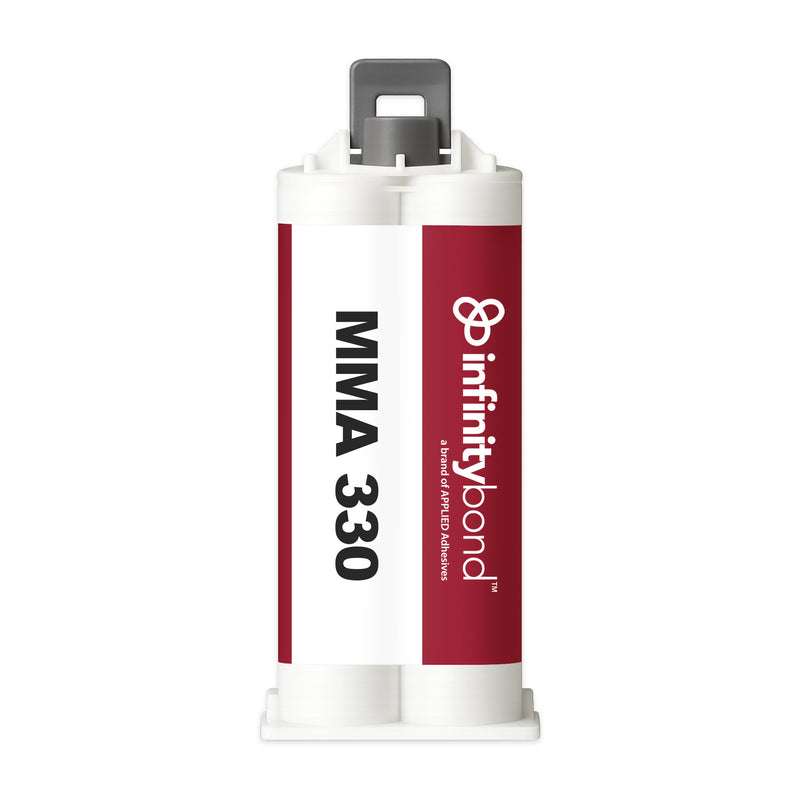 Infinity Bond MMA 330 50ml Cartridge – 1:1 structural adhesive, medium-set with 14–19 min work time for metals and plastics