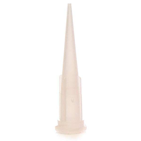 Taper Tip Nozzle with UV Light Blocker for Fluid and Adhesive Dispensi