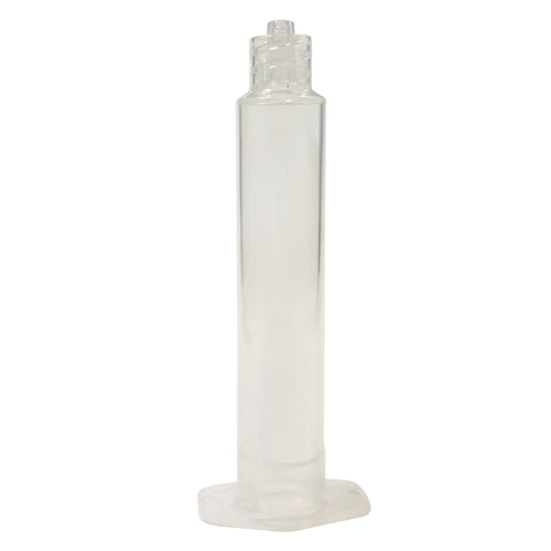 Clear one component adhesive syringe barrel