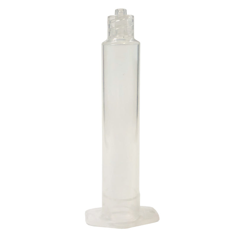 Clear one component adhesive syringe barrel